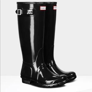 Original Tall Gloss Rain Boots: Black Size US 8